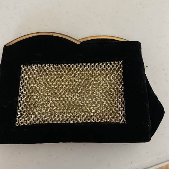 Velvet and mesh vintage clutch - Picture 2 of 4